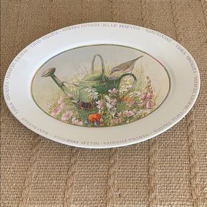 Spring Platter with Birds, Flowers and Water Can